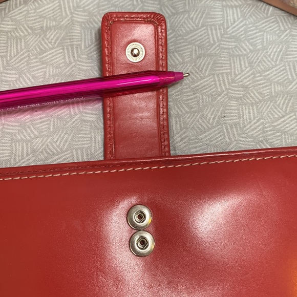 Fossil Red Leather (6") Organizer Wallet With Pen Holder & Silver Accents - Picture 5 of 16